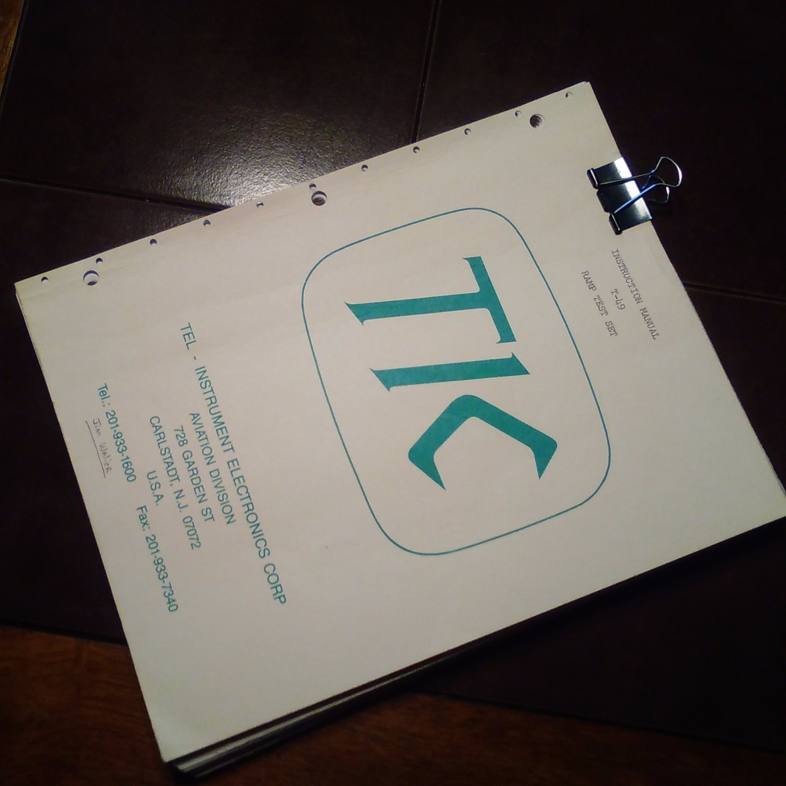 TIC T-49 Ramp Test Set Operator's & Service Manual