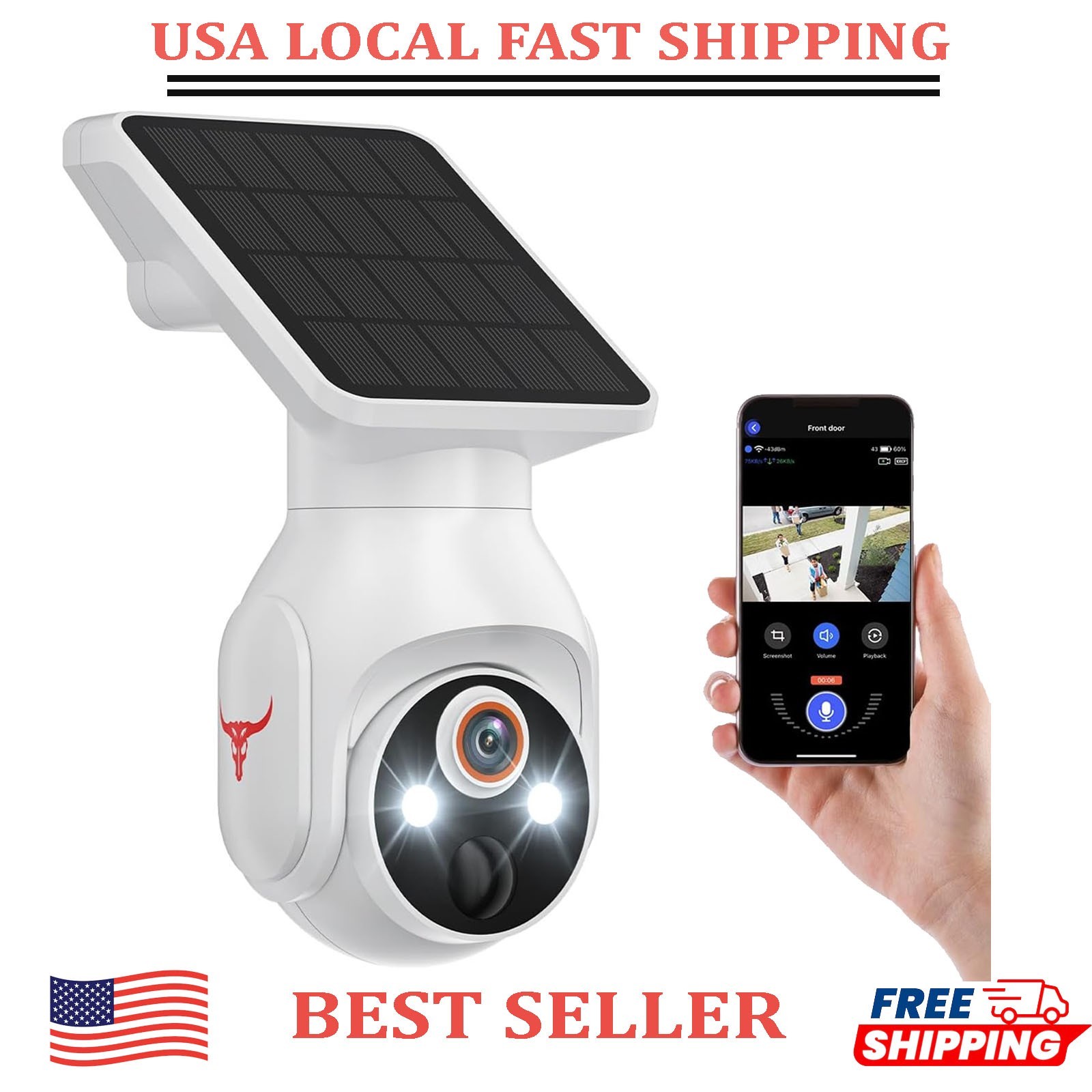 Camara De Seguridad Solar 360 Para Casa Exterior 2.4G WiFi Con Audio y Micrófono