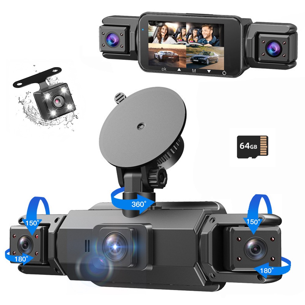 Mejor Camara De Seguridad HD 1080P Para Carros De 360° Cámara De 4 Canales+64GB~