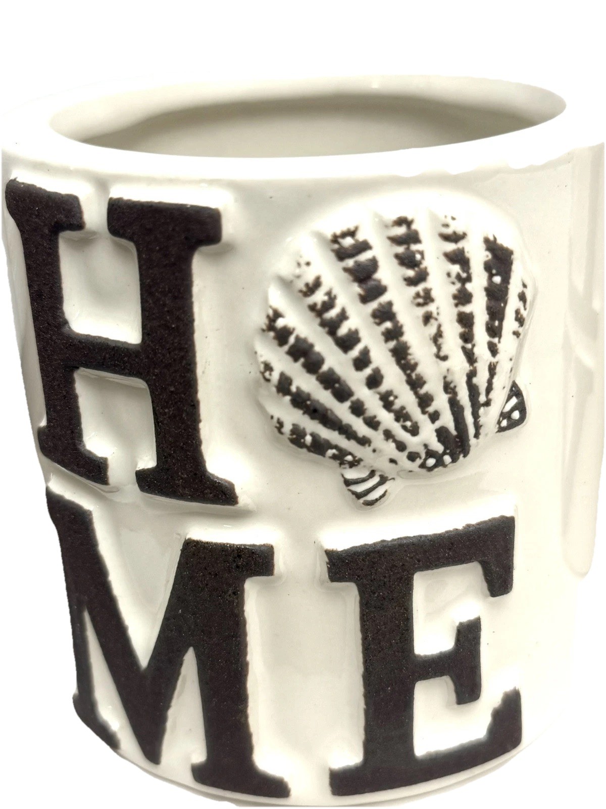 2 Coastal Home Decors- Holder & Box Ceramic Rustic White
