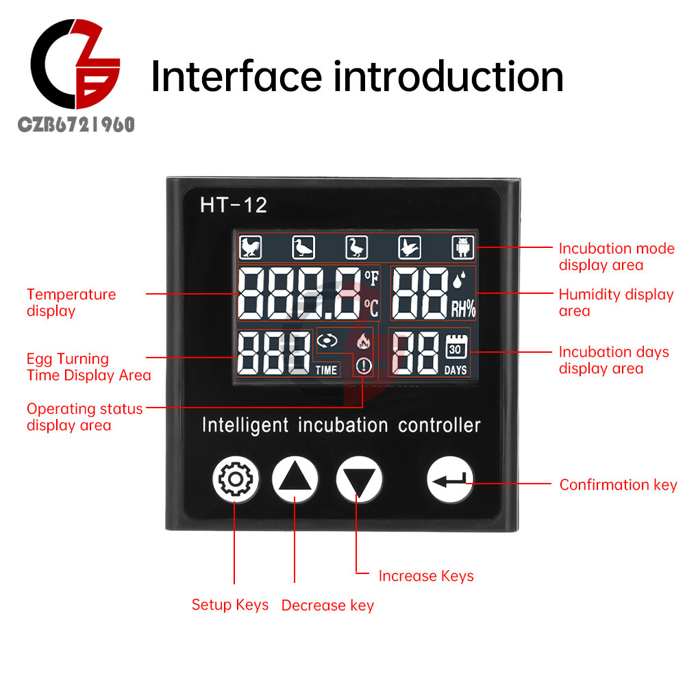 HT-12 LCD Temperature Humidity Controller Smart Incubator Temperature Controller