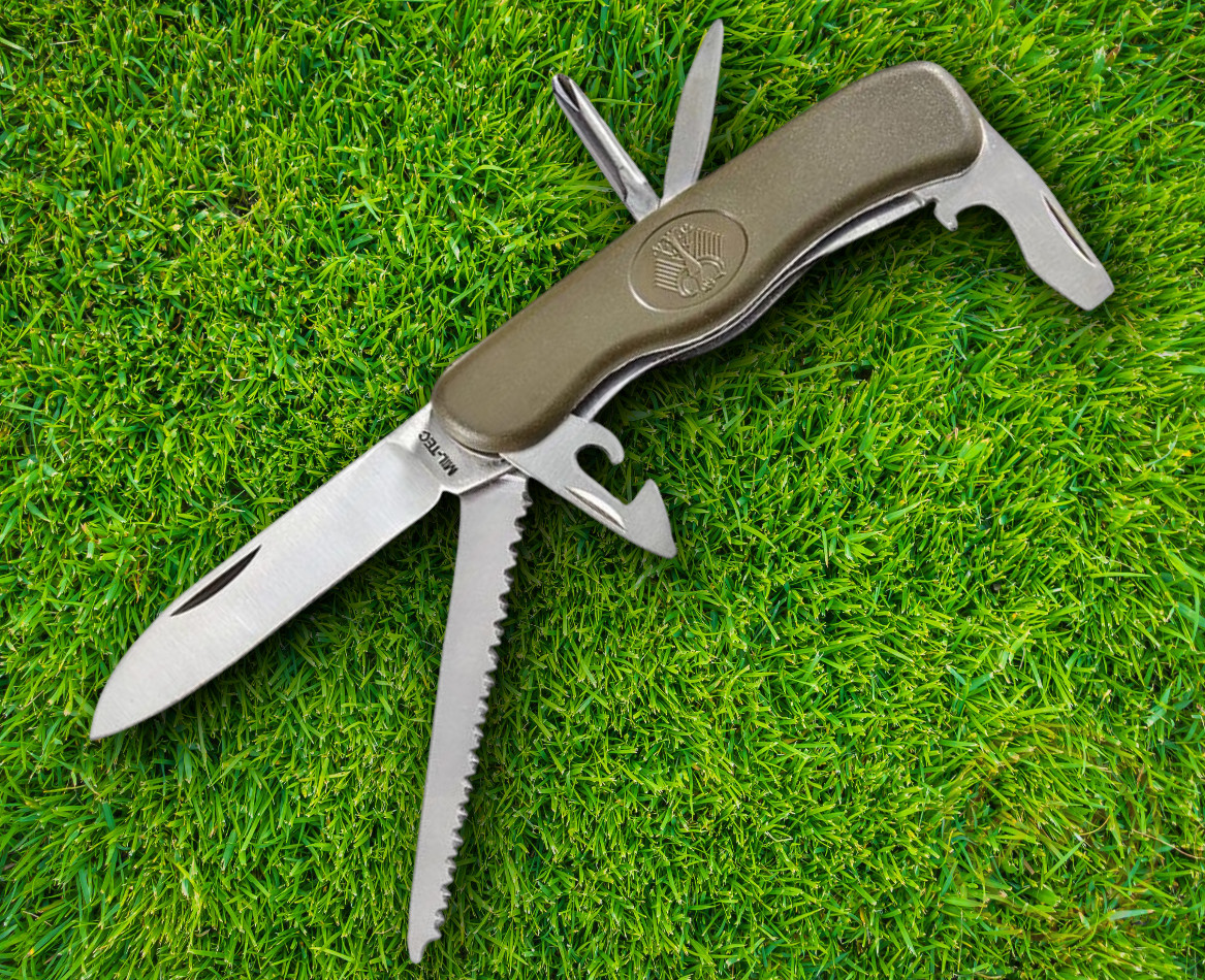 Mil-Tec M2000 Pocket Knife Stainless Steel Blade OD Green Plastic Handle 4658