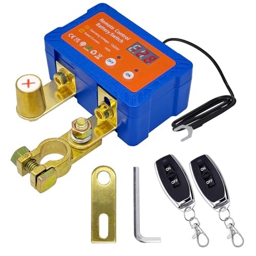 Remote Battery Disconnect Switch 12V W/Voltmeter, 140A 140A Top Post Pos