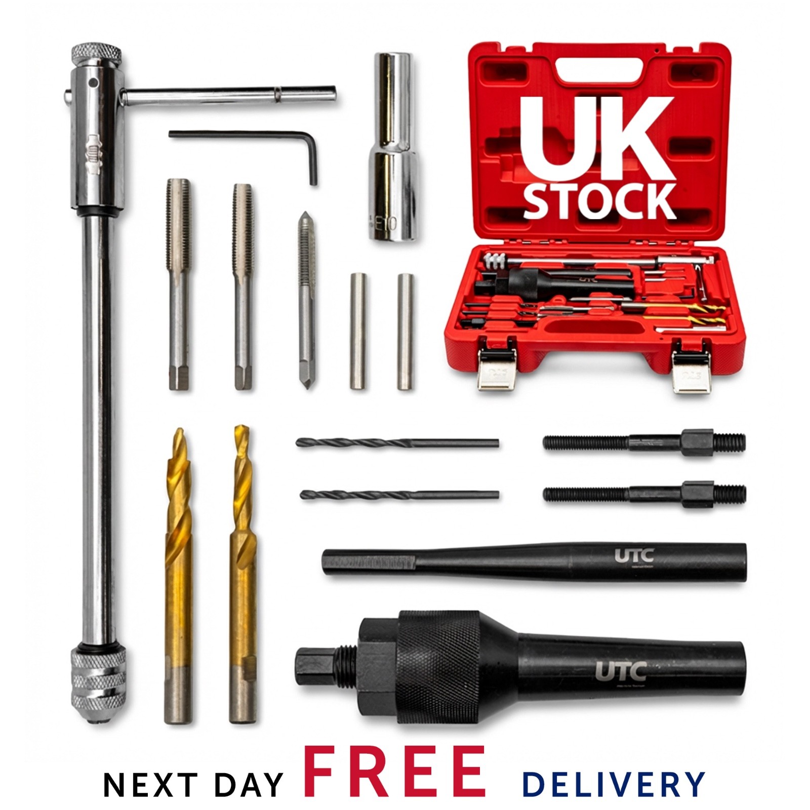 Damaged Glow Plug Removal Tool Kit Diesel Engine Thread Repair Set Case UK NEW!
