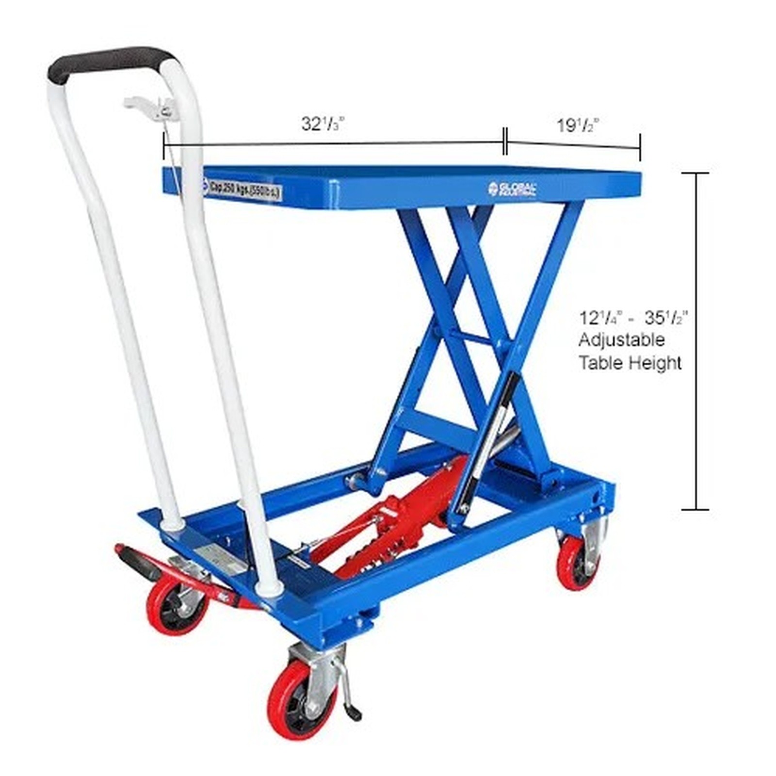 Mobile Single Scissor Lift Table, 32" x 19" Platform, 550 Lb.Capacity