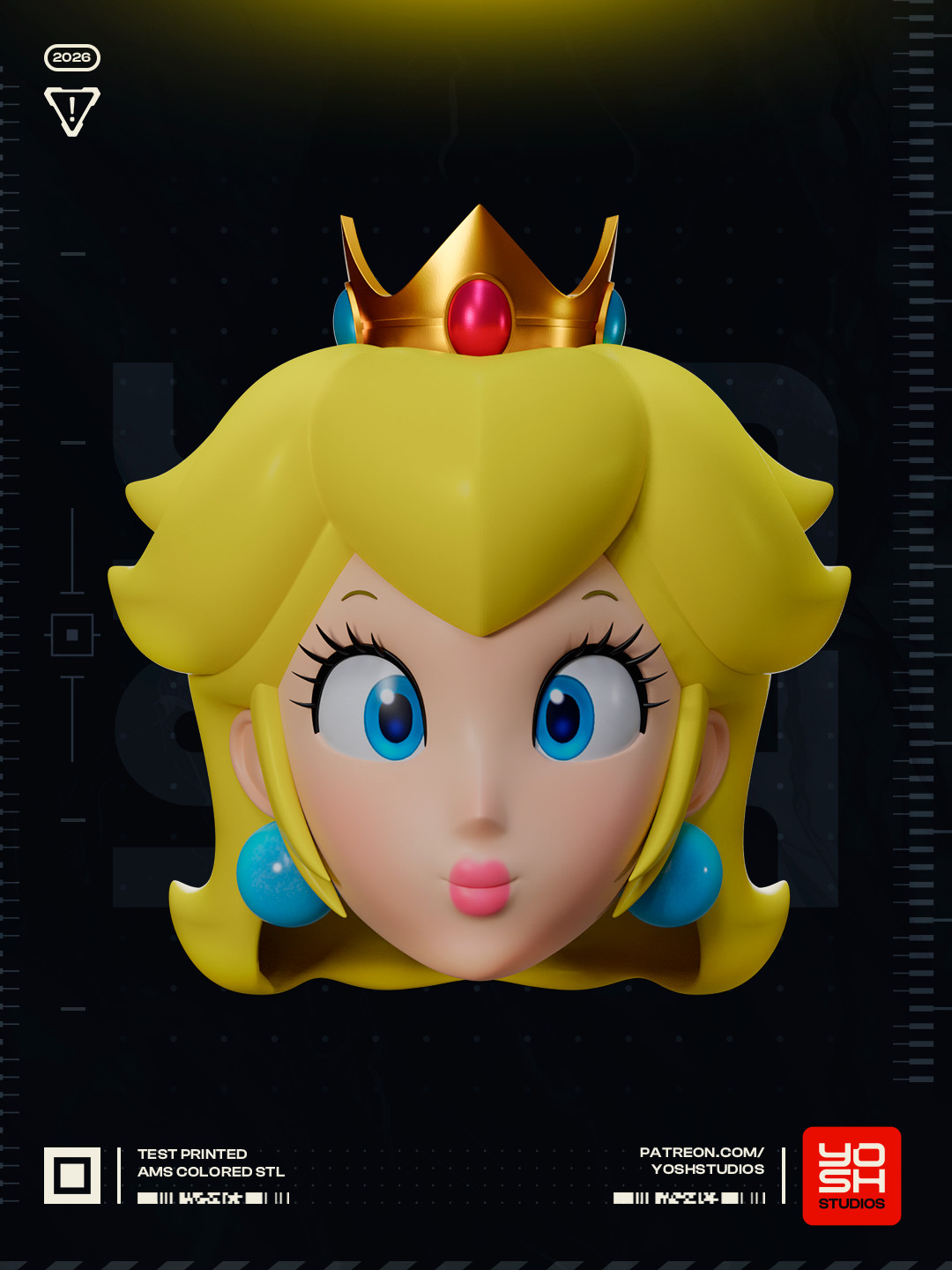 Princess Peach Mask 3D Printed N Color