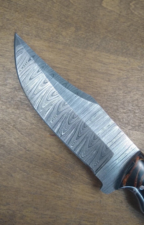 New Stauer Mighty Conifer Knife with Damascus Blade & Pinecone Handle w/ Sheath