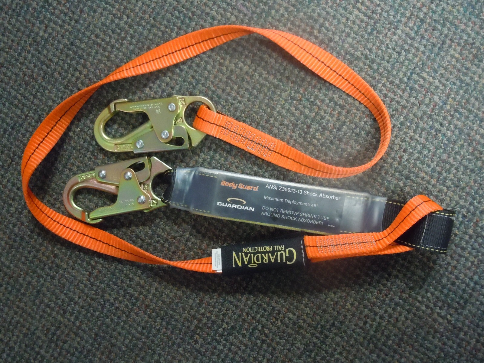 Body Guard - Guardian 6"  Single Leg Shock Absorbing Lanyard w/ Steel Snap Hooks