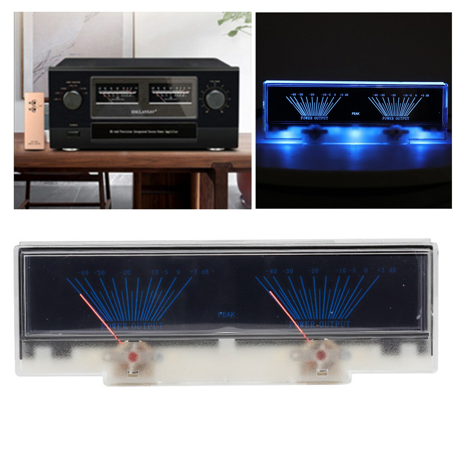 Dual Analog Power Amplifier Panel VU Meter Audio Level dB Meter With BackLight