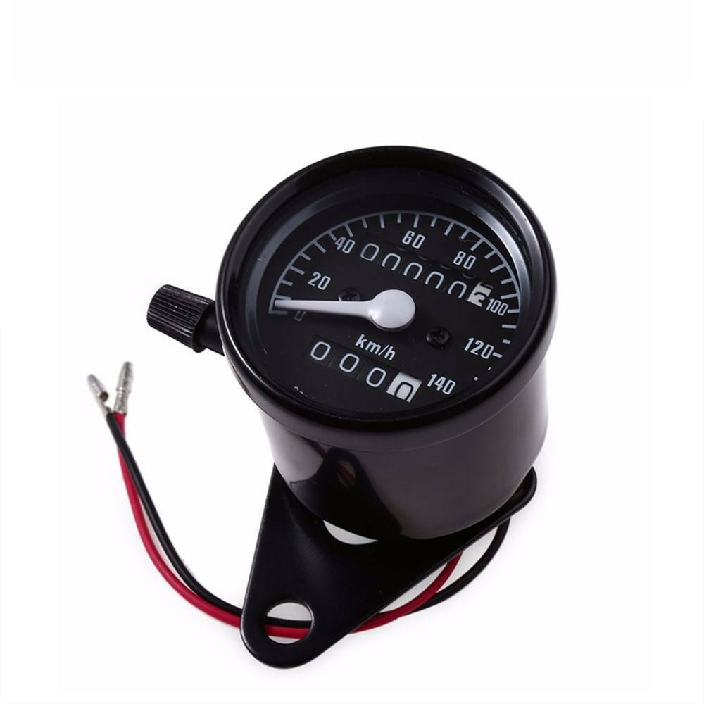 Retro Motorcycle Dual Odometer Speedometer Gauge Meter LED Backlight Black SU