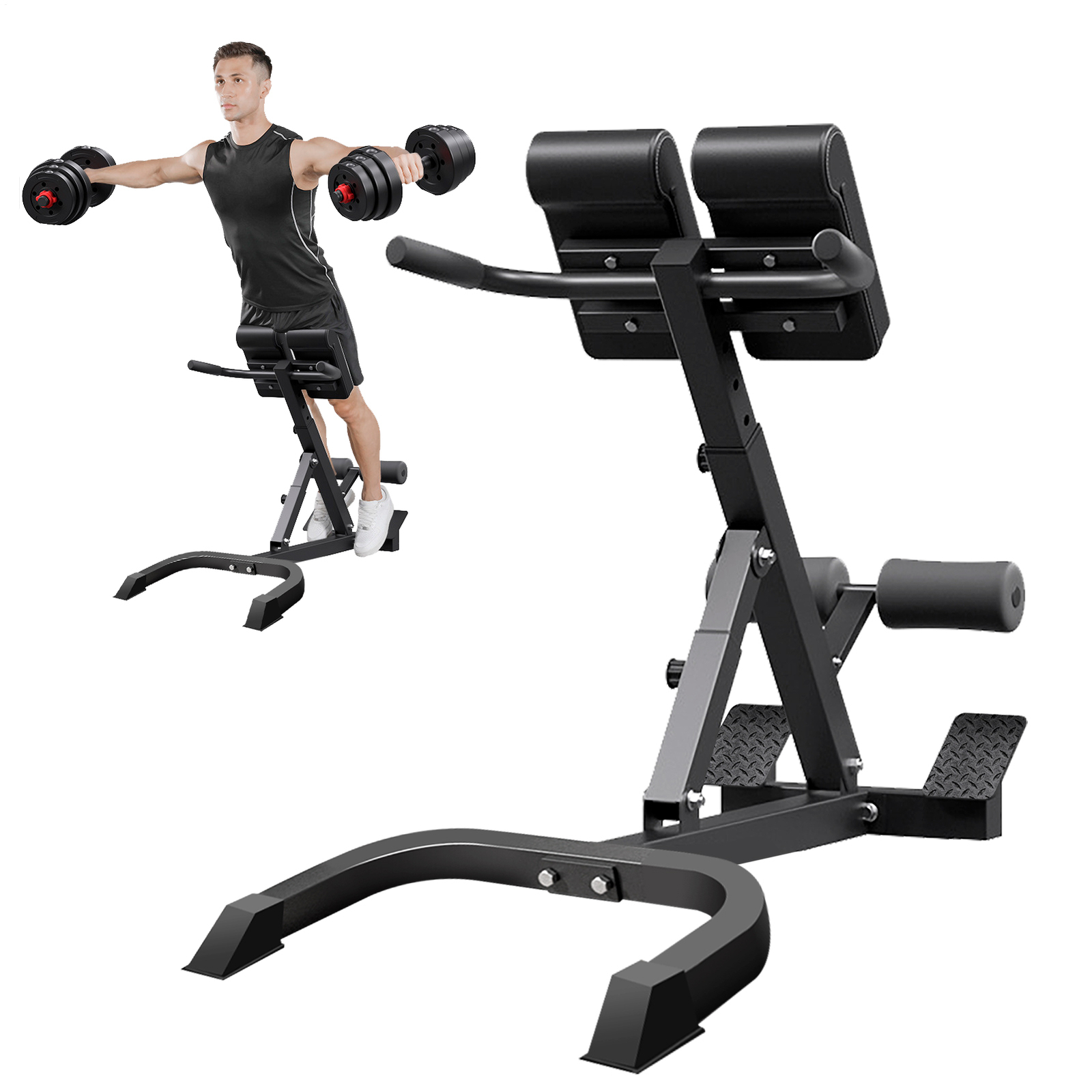 Fold Roman Chair Back Extension Bench Adjustable Angle Abdominal Exercise