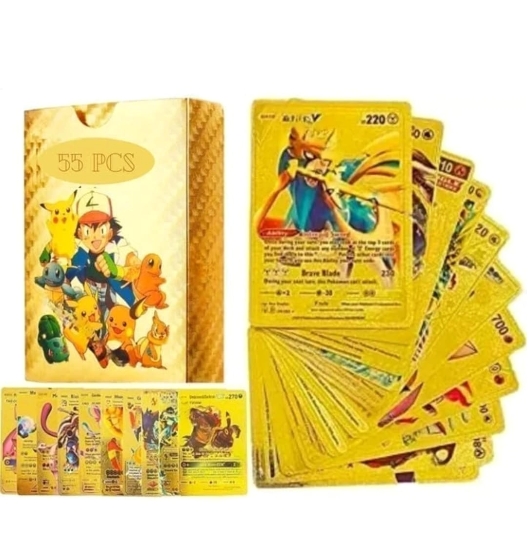 Pokemon Card Foil GOLD PACK CARDS 55 Per Box Common Cards Style 5