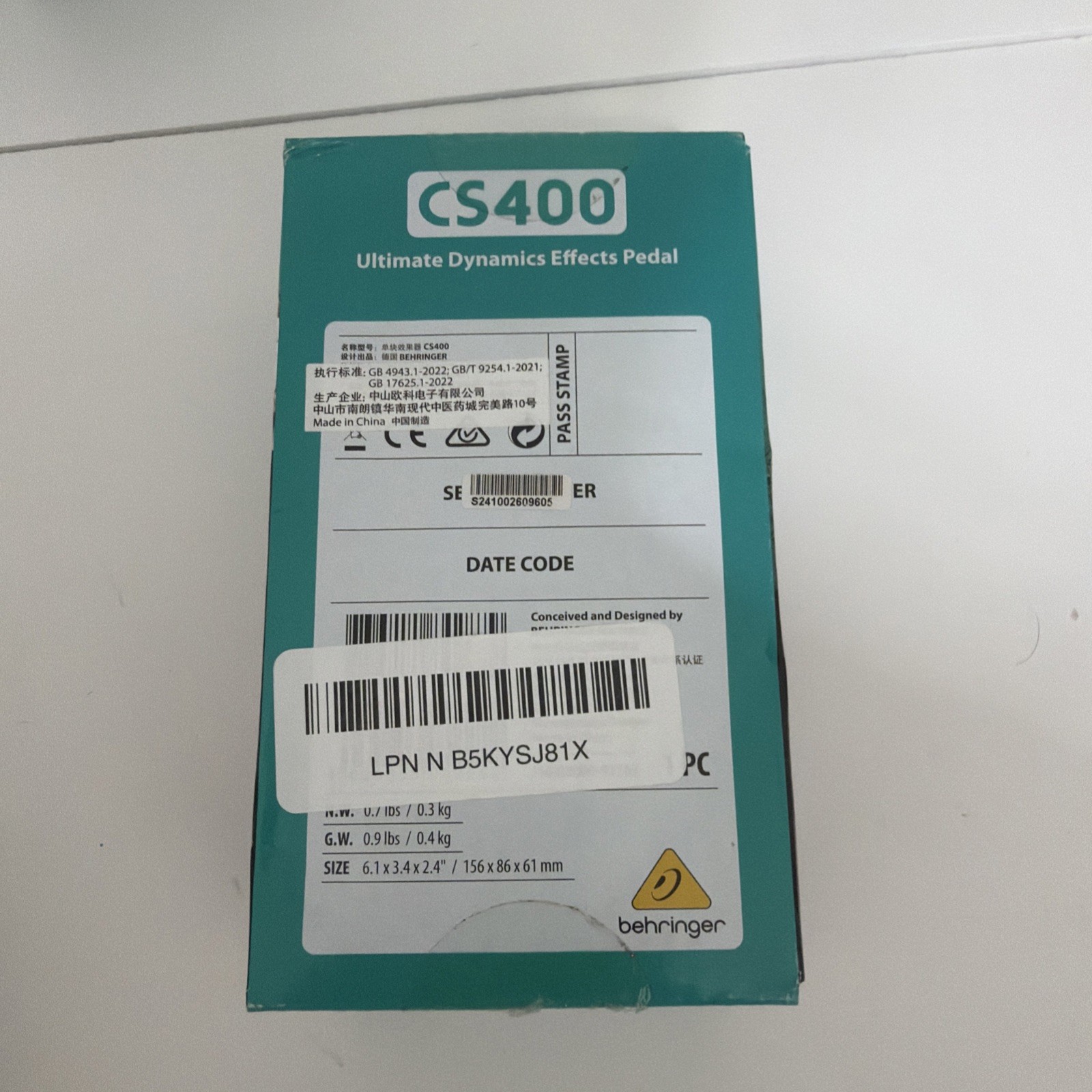 Behringer CS400 Compressor/Sustainer Effect Pedal