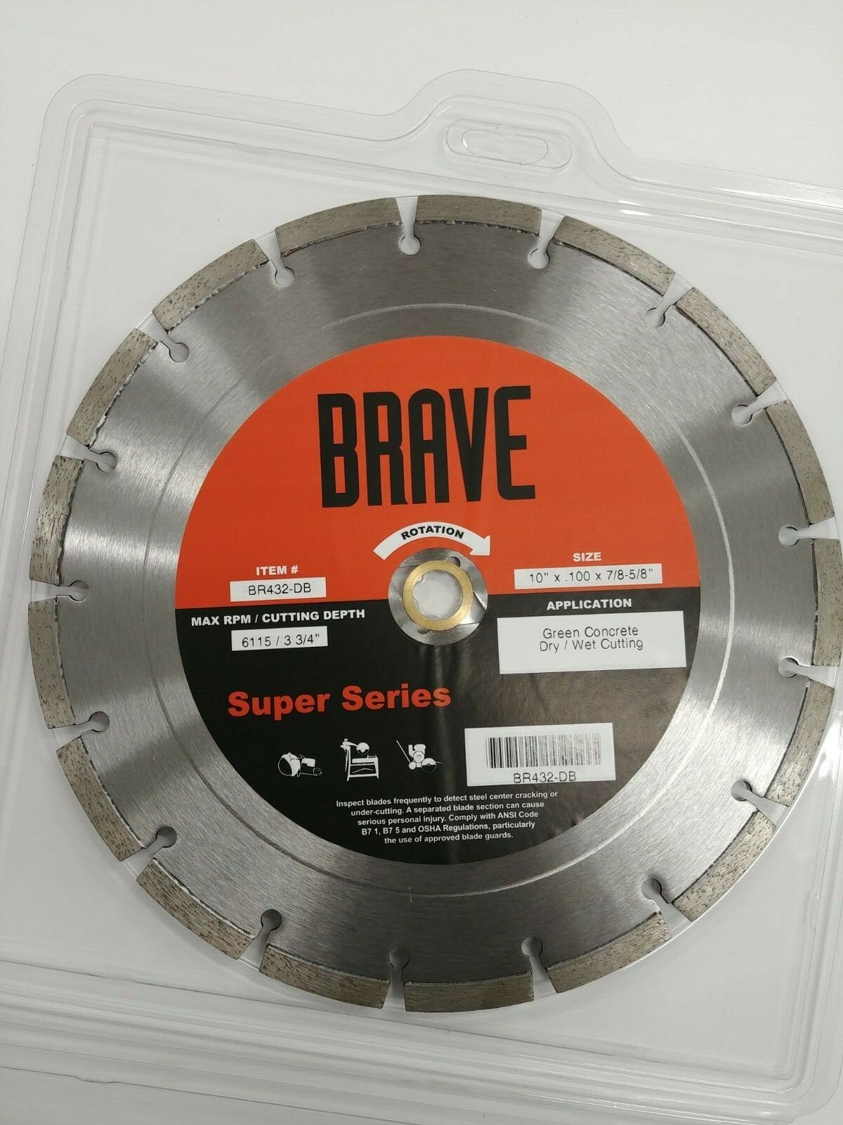 DIAMOND BLADE 10" GREEN CONCRETE, ARBOR 7/8-5/8 (DM)