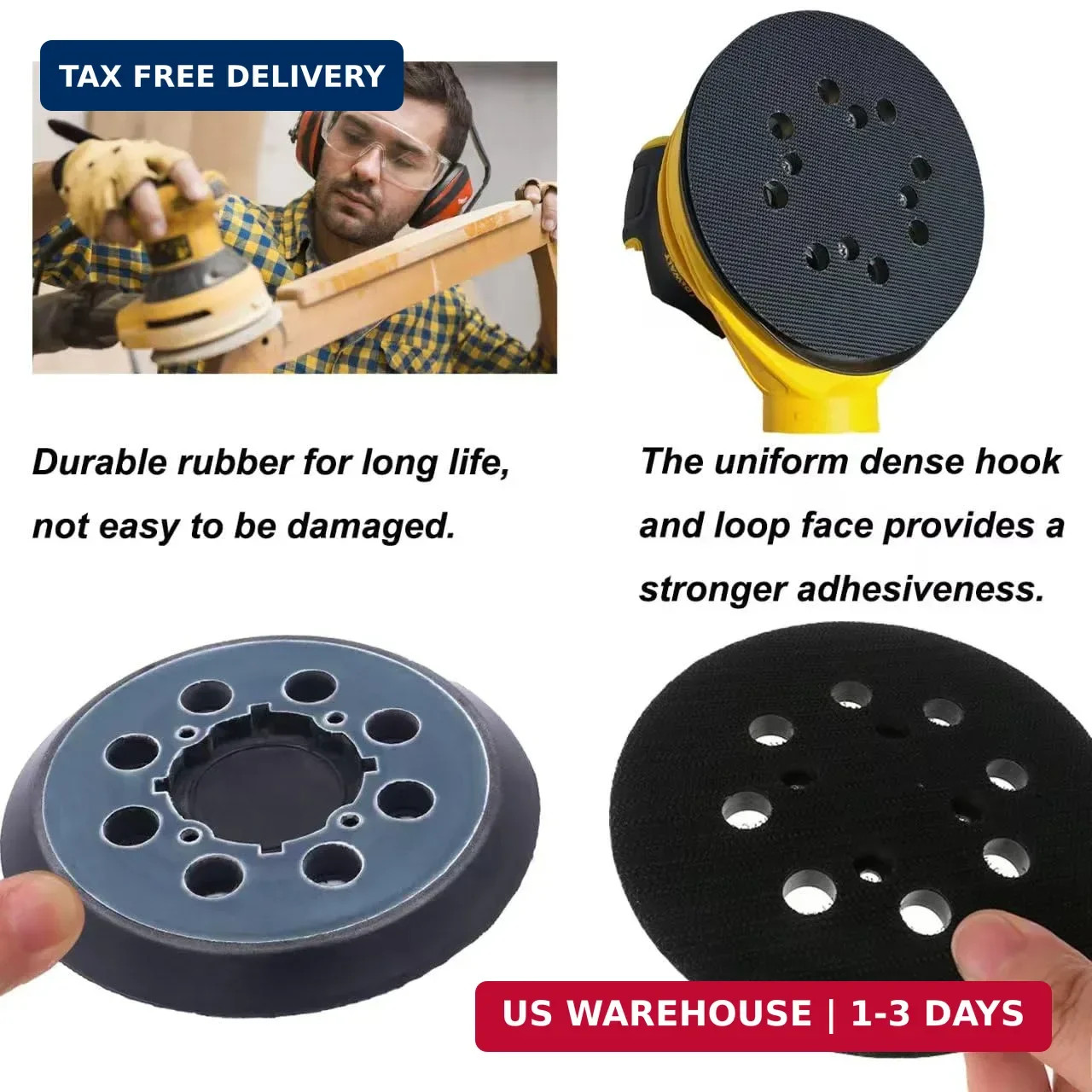2 Pack Sander Pad for Dewalt, 5 inch 8 Hole Hook and Loop Replacement Orbital Sa