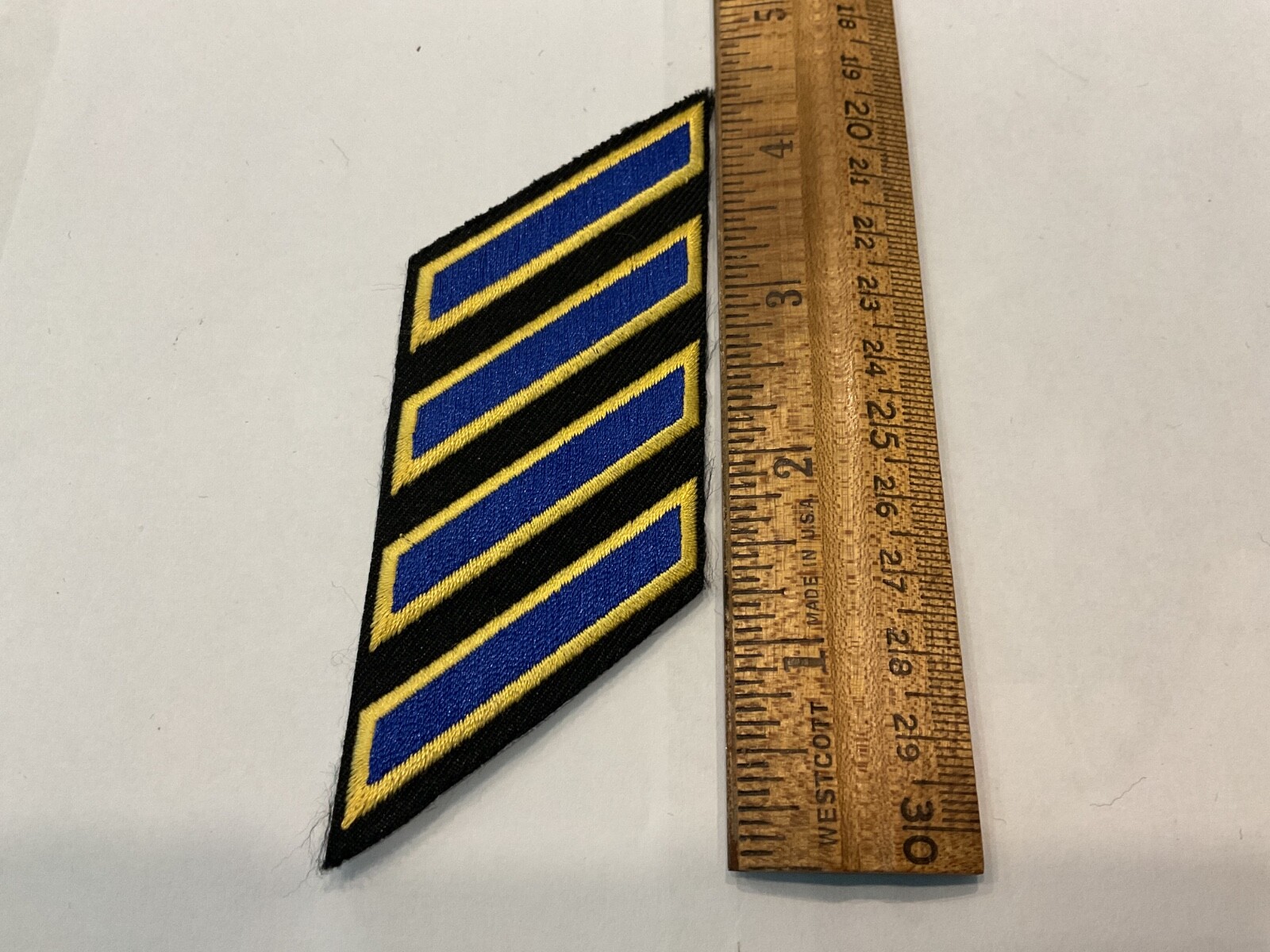 Police Years of Service embroidered 4 Stripe Mark Royal Blue ,Yellow Trim, Black