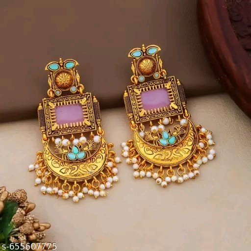 Kundan Jhumka Earrings Indian Gold Plated Bollywood Style Jewelry Set