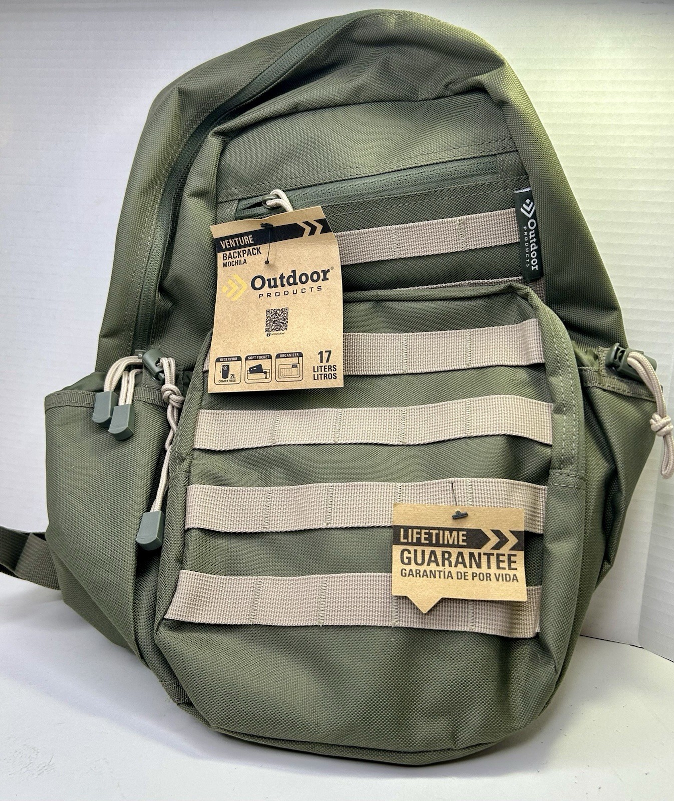 Outdoor Products Venture Backpack 17 Liter Green 2L Reservoir Compatible NEW
