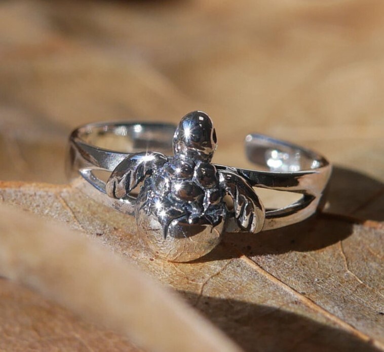 Valentine's Beautiful For Her Solid Metal Adjustable Turtle Toe Ring 925 SS