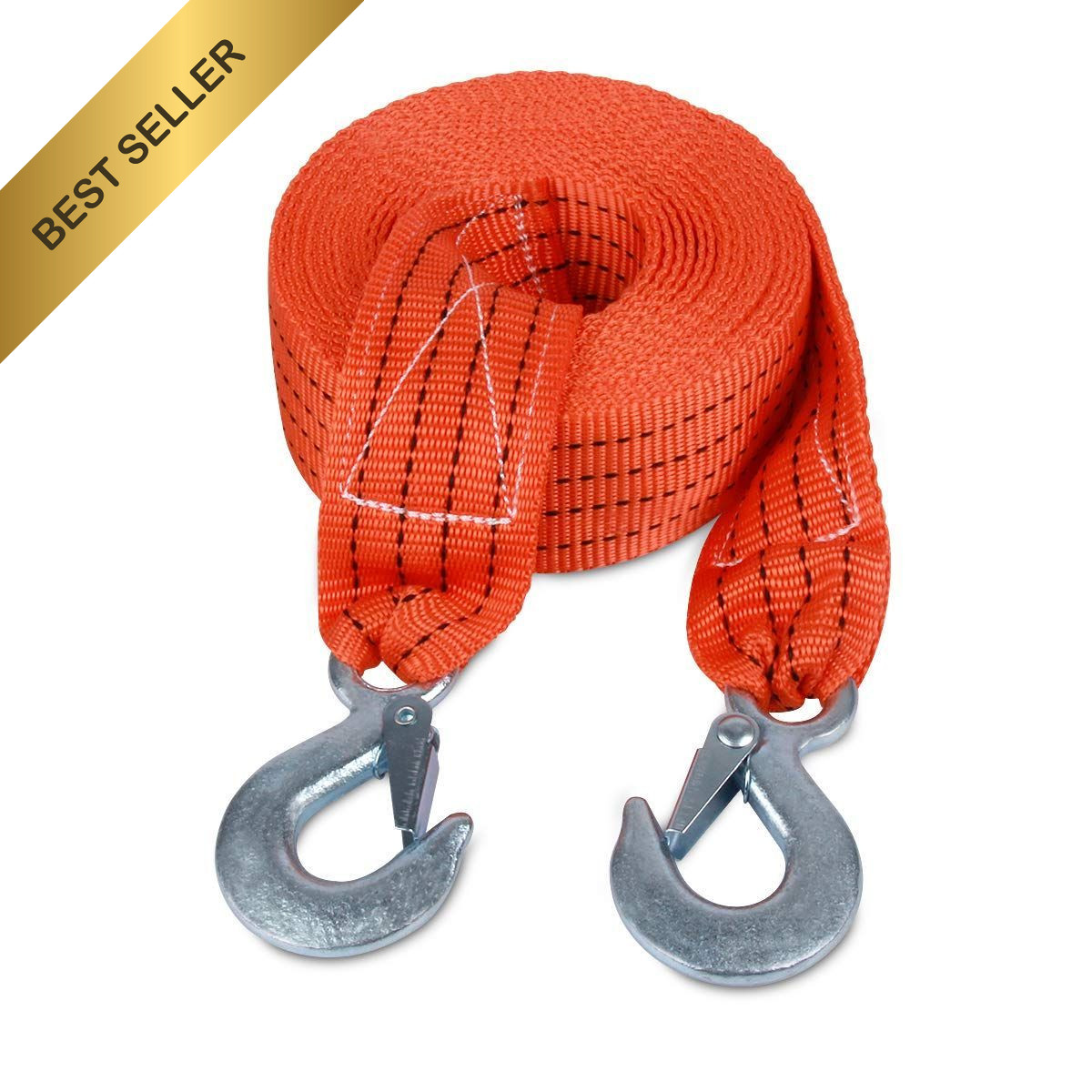 Tow Strap with Hooks 2in x 20Ft Recovery Rope 10000LB Heavy Duty Emergency Truck