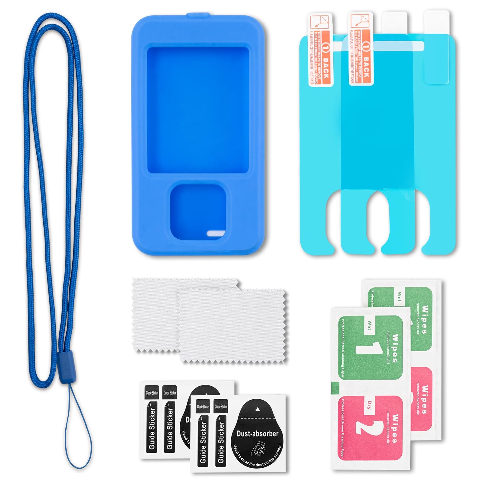 Dexcom G7 Receiver Case with Neck Lanyard and 2PCS Screen Protector (Blue)