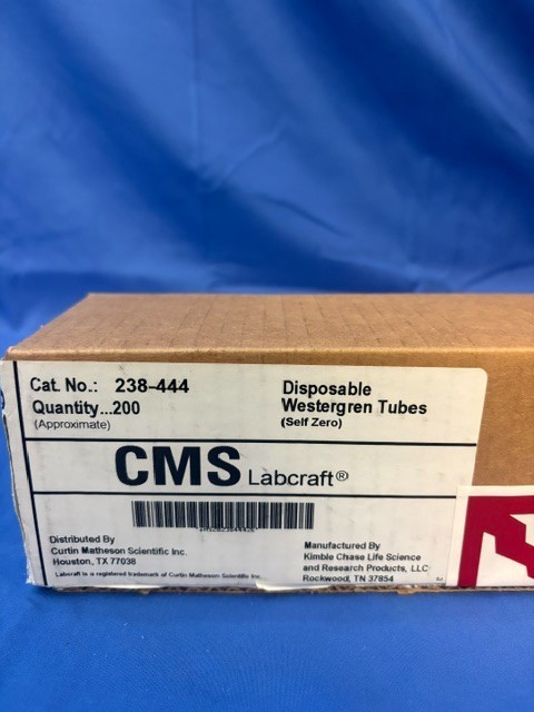 CMS Labcraft Disposable Westergren Tubes Self Zero (Quantity 200) PN# 238-444