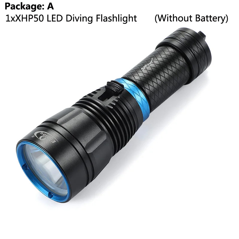 IPX8 Waterproof Professional Powerful Super Bright XHP50 LED Scuba Diving Flashl