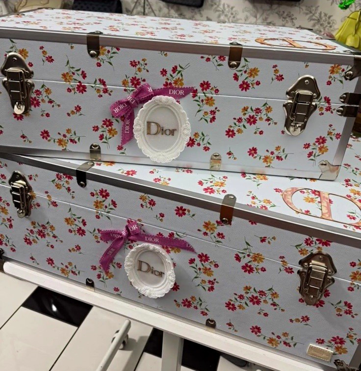 UPCYCLED - Dior Floral Print Storage Trunk Chest Set of 2