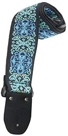 Henry Heller 2" Wide Woven Jacquard Guitar Strap, Blue/Green/Black HJQ2-45