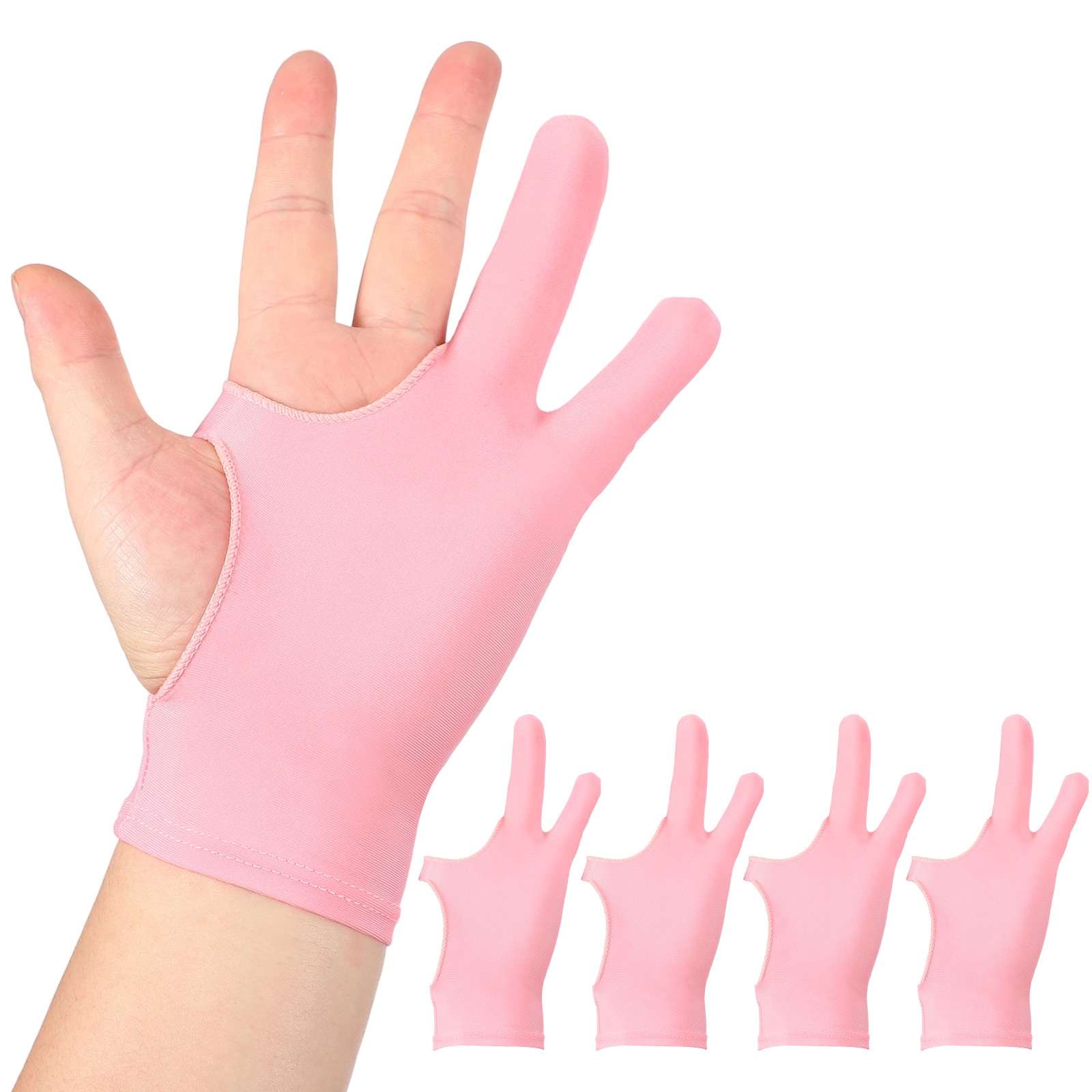 4Pcs, Artist Drawing Glove m Size Two Finger Graphics Painting Glove Pink