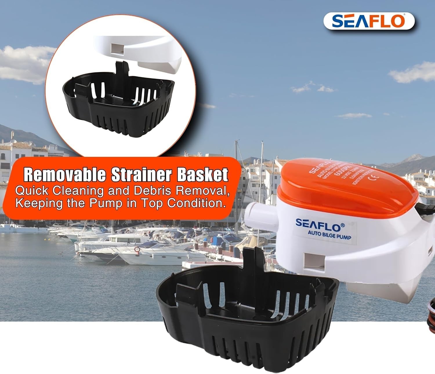 06 Series 750GPH Automatic Submersible Bilge Pump with Built-In Float Switch 12V