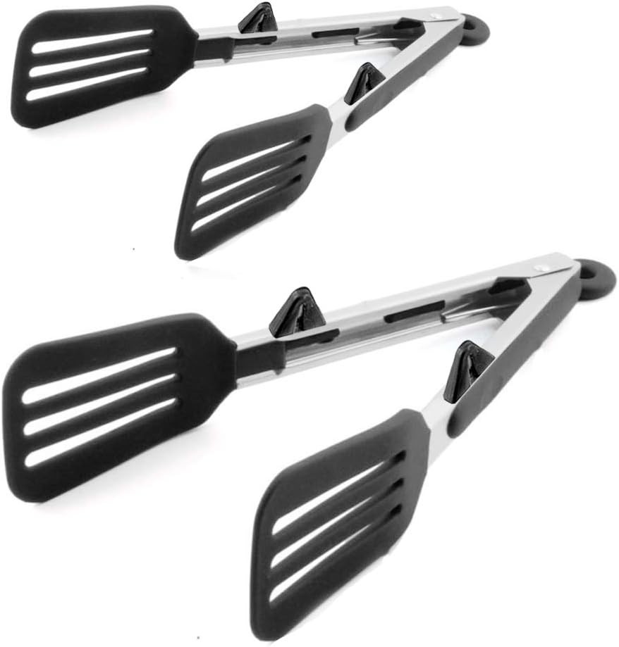 Kitchen Tongs 9 inches & 12 inches Fish Spatula Stainless Steel Locking W/