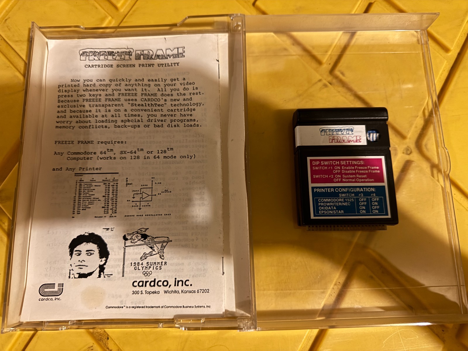 Commodore FREEZE FRAME Cartridge w/Manual, Cardo Inc. Corporation Commodore 64