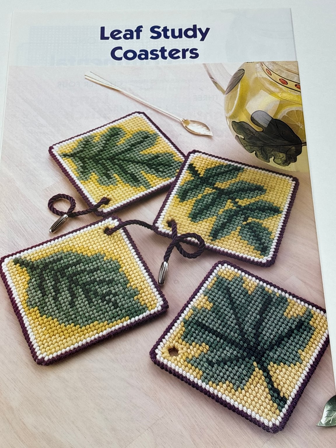 Leaf Study Coasters Plastic Canvas Pattern Book Pages