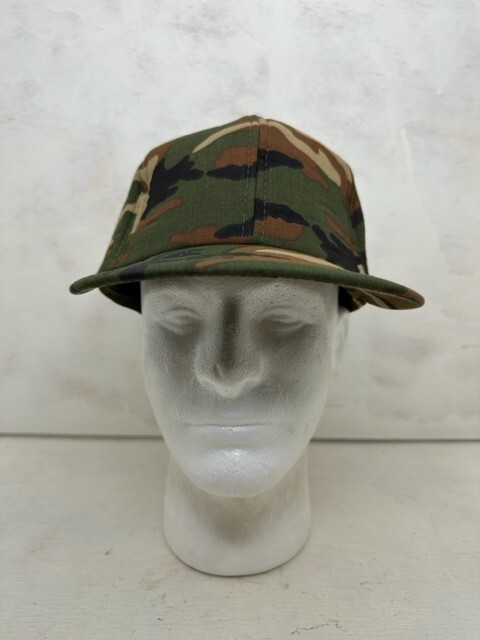 Vintage Woodland Camo Foam Insulated Fitted Hat / Cap with Ear Flaps - Fast Ship