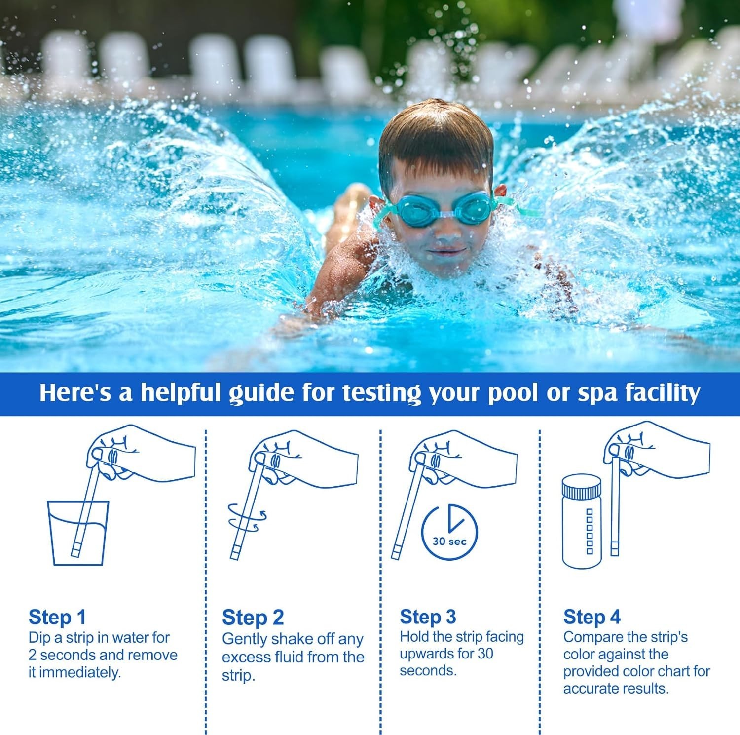 Pool Strips 7-in-1 150Pcs for Pool & Spa Water Testing Kit