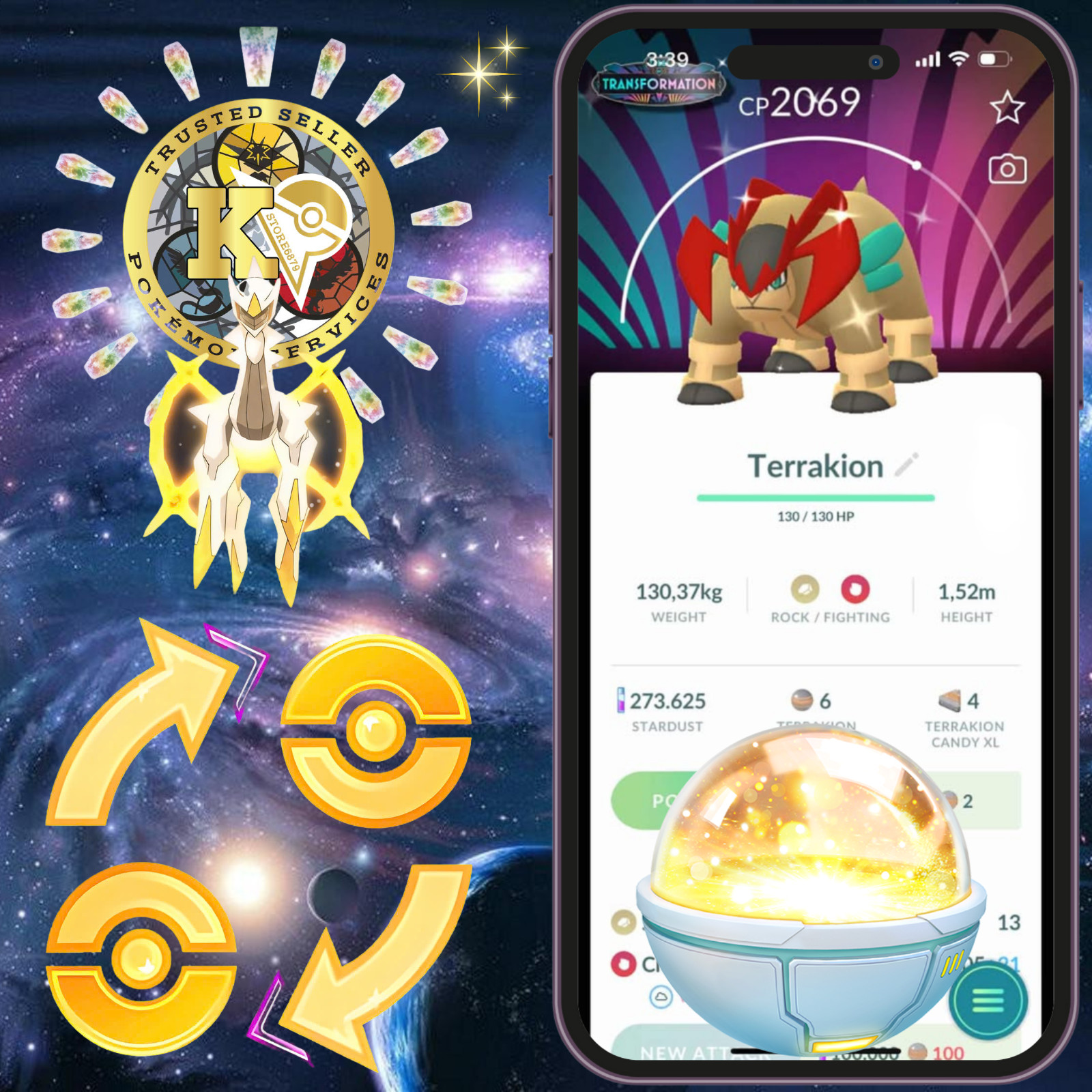 P.T.CentraI—TRADE — Shiny Terrakion—Tales Of Transformation Background—Digital♻️