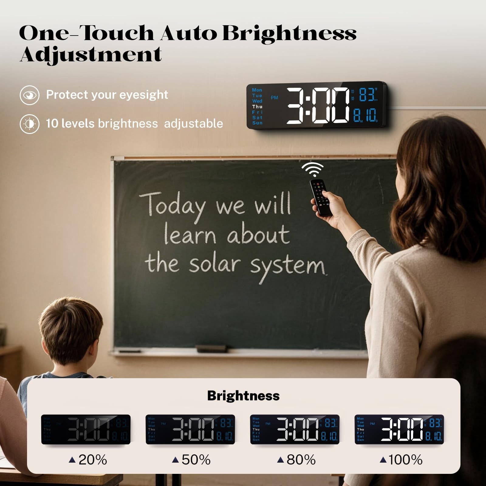Digital Wall Clocks for Classroom, 16" Large Display Digital Electric Clock w...