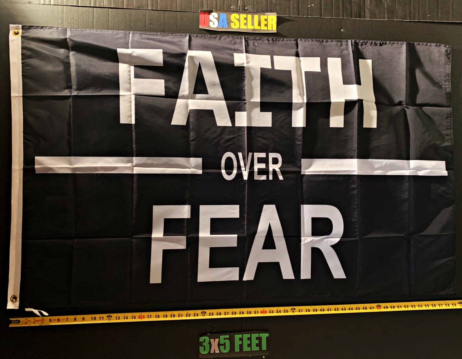 Jesus Flag *FREE FIRST CLASS SHIP Faith Over Fear Jesus Is Forever God Sign 3x5'