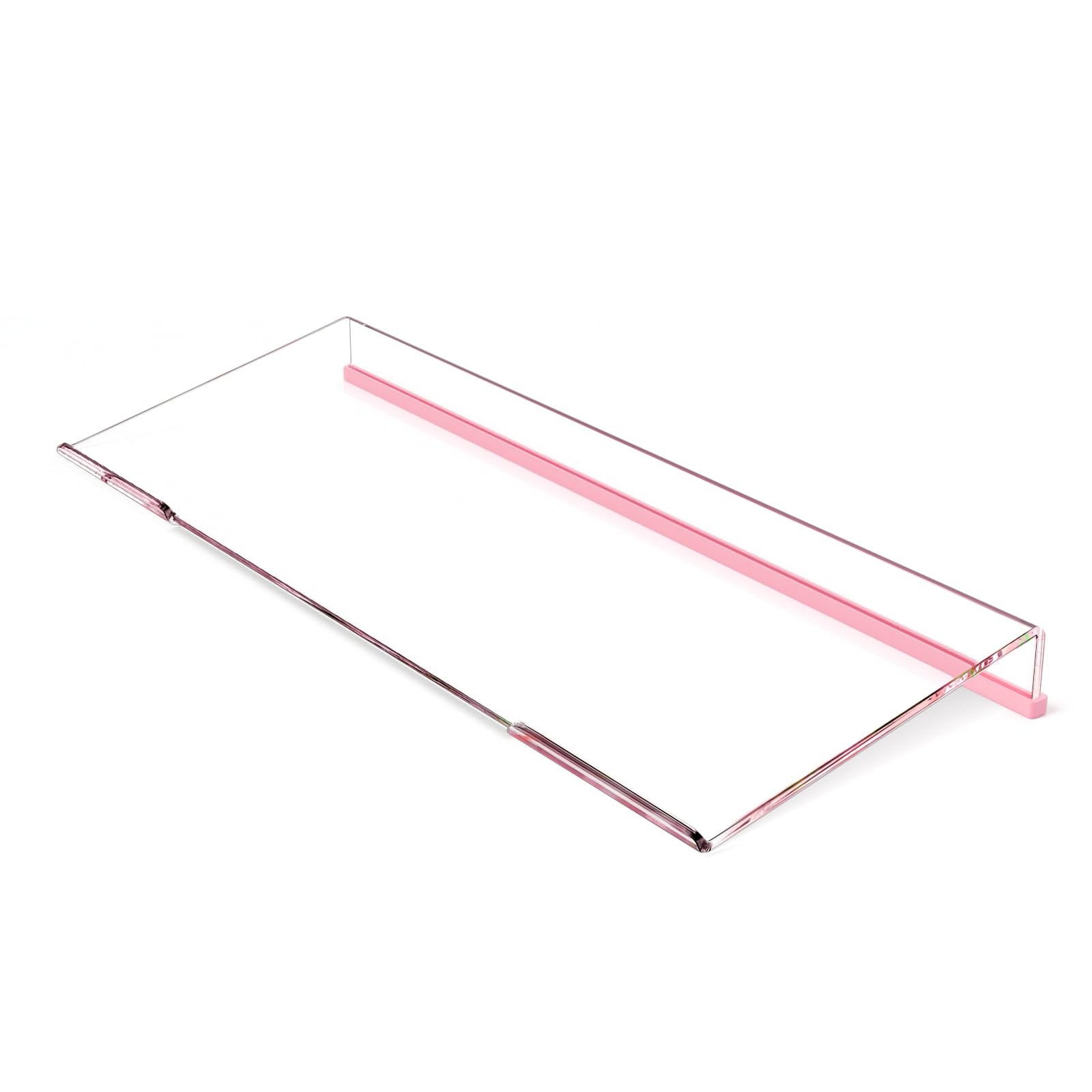 1 PCS Clear Acrylic Tilted Keyboard Riser Stand Desk Pink Silicone Strip