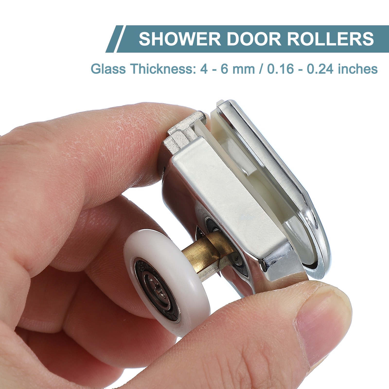 2Pcs 23mm Single Shower Door Rollers Copper Bottom Wheels Pulleys Guide Silver