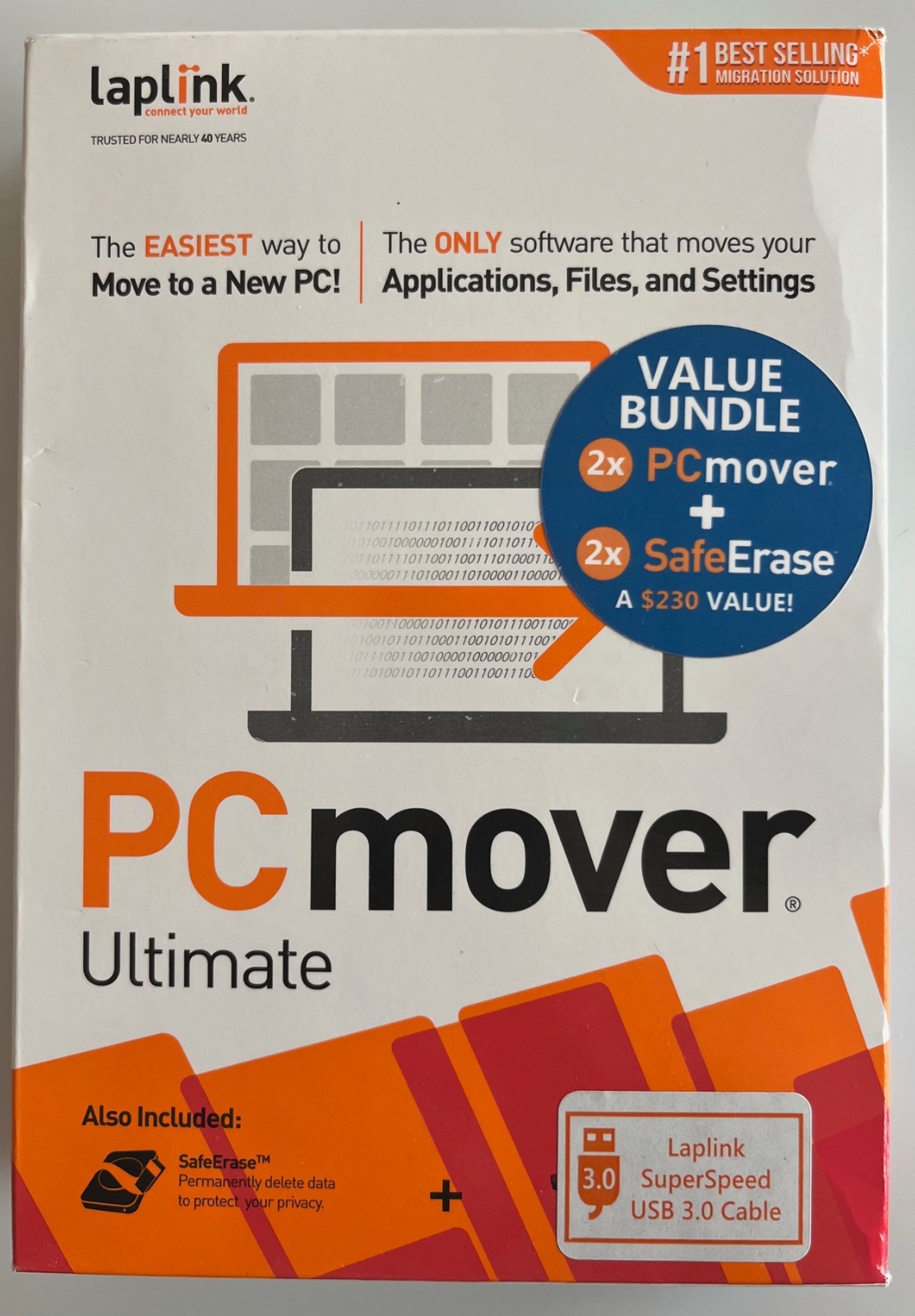 PCmover Ultimate 2PCs with SuperSpeed USB 3.0 Cable - NIB