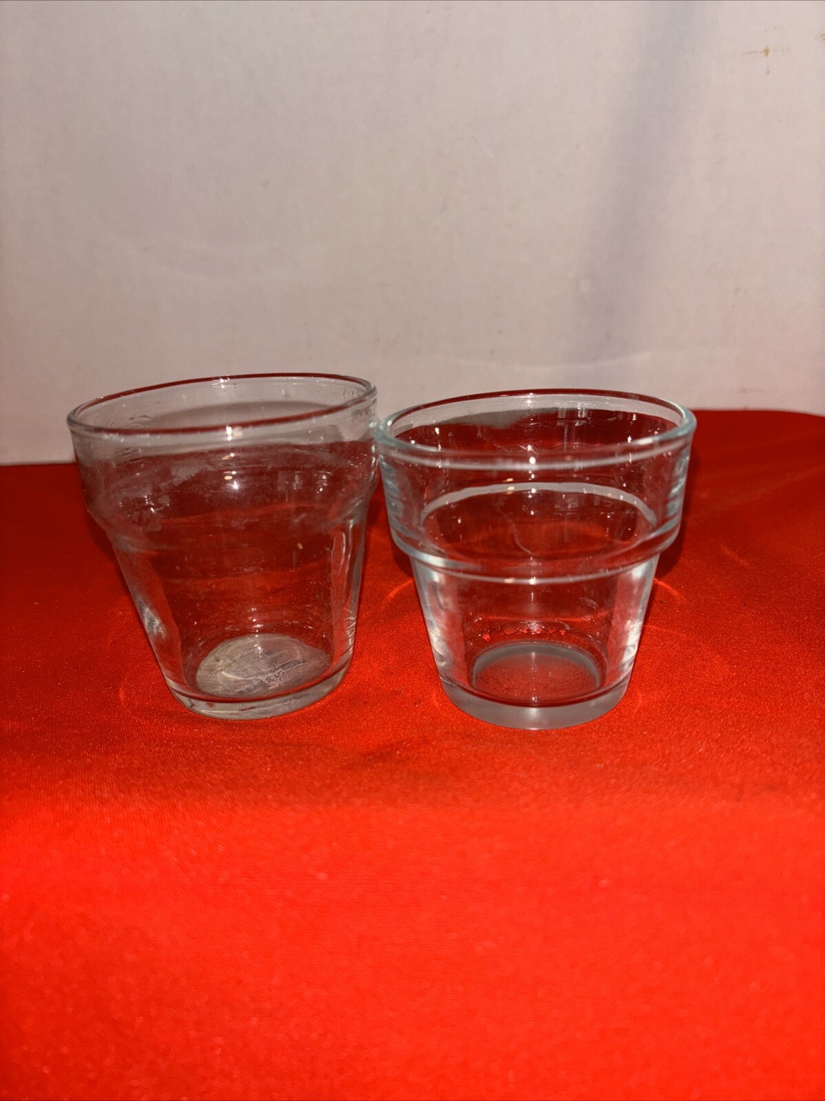 2 Small Clear Glass Planter/Candle Holder 2 Size2.75” And 3” Tall x 2.5”Top Dia.