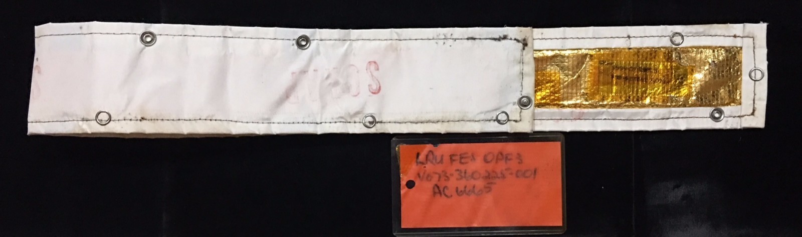 SPACE SHUTTLE ORBITER SCRAPPED CARGO BAY SOLAR SHIELD RED FLEX TAG 3.5 x 36 INCH
