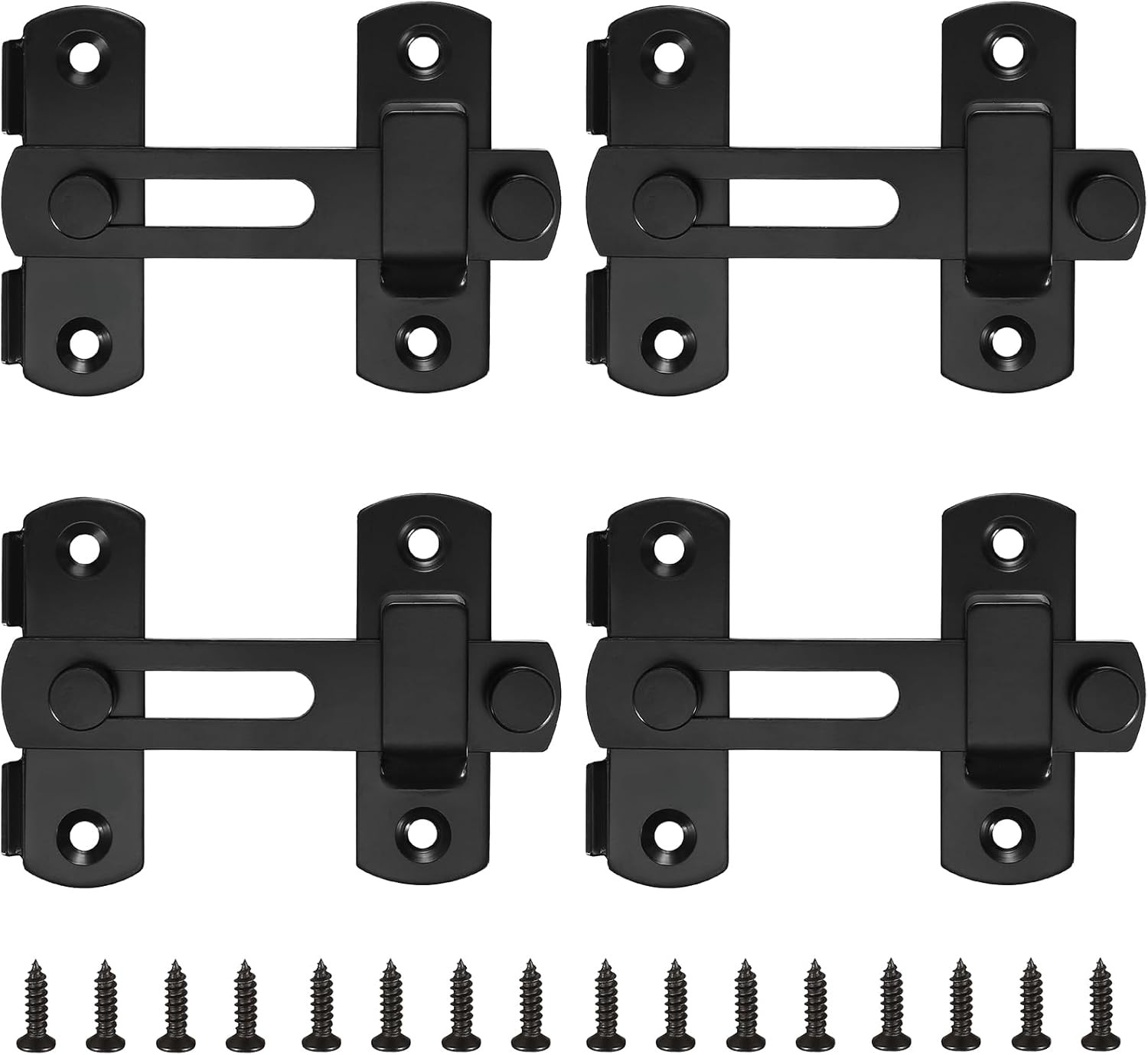 4PCS Sliding Barn Door Lock 180° Flip Latch Bolt Black Gate Hardware