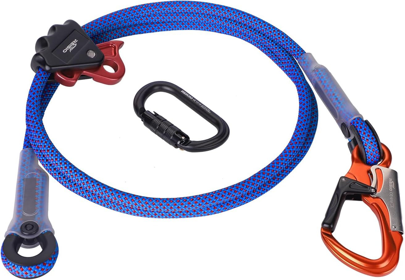 1/2" X 8FT Flip Line Kit,Arborist Positioning Lanyard Kit with Triple Lock Carab