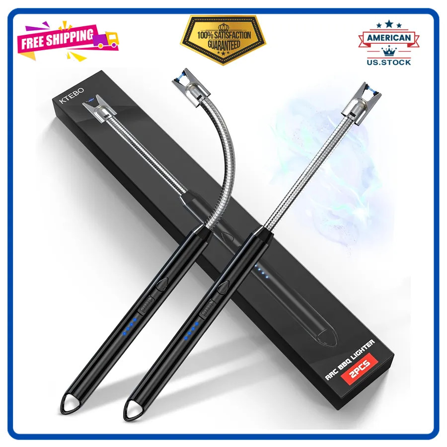 2 Pack Electric Arc Candle Lighter USB Rechargeable Flexible Neck Flameless