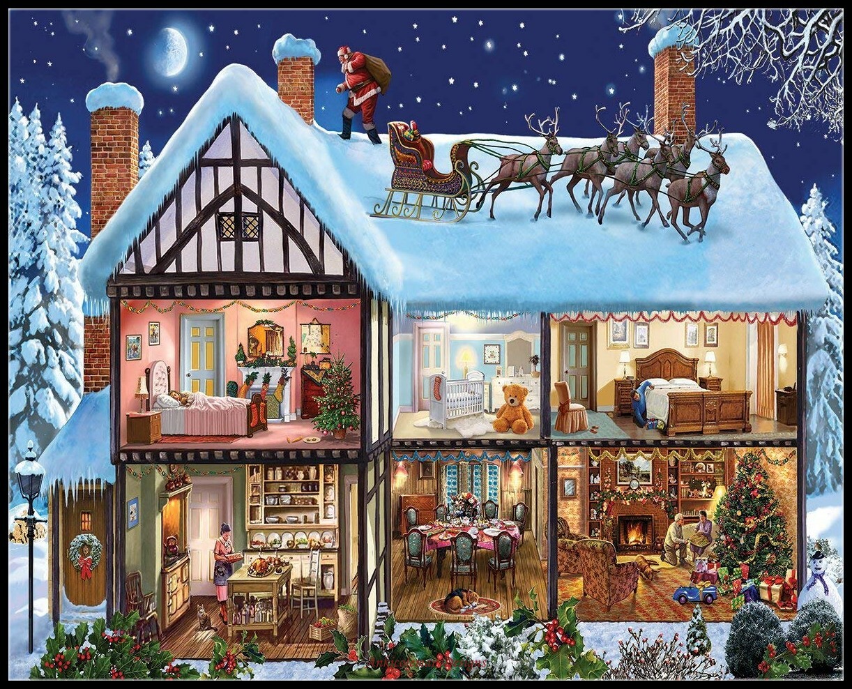 Christmas House - DIY Chart Counted Cross Stitch Patterns Needlework DMC Color