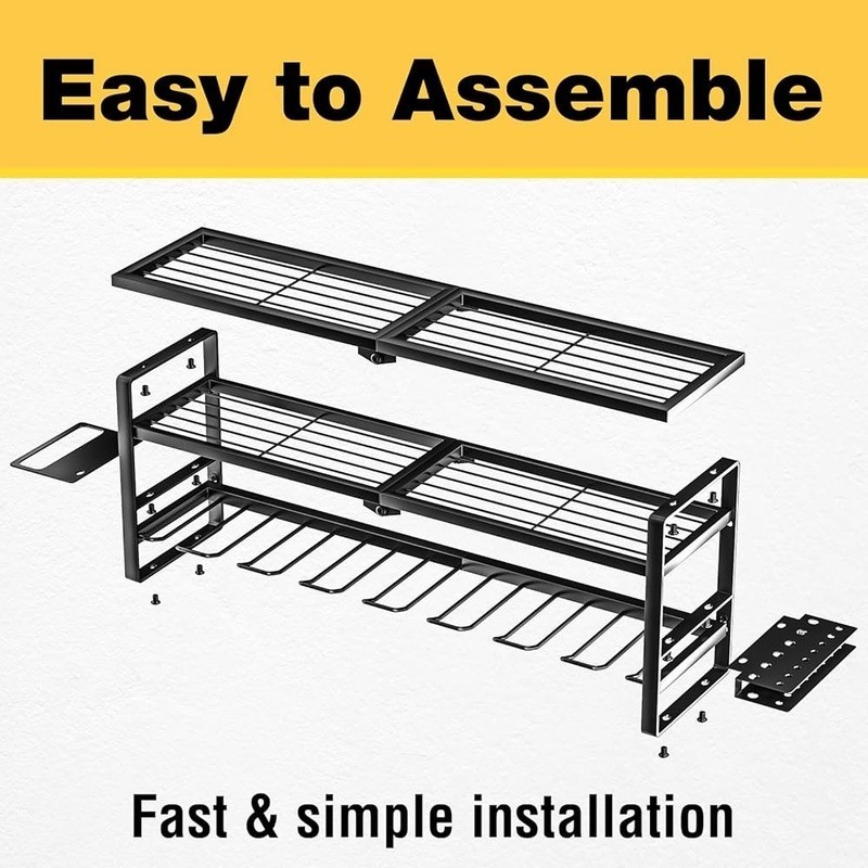 Heavy Duty Tool Rack 3-Tier Power Tool Organizer Wall Storage Easy Installation