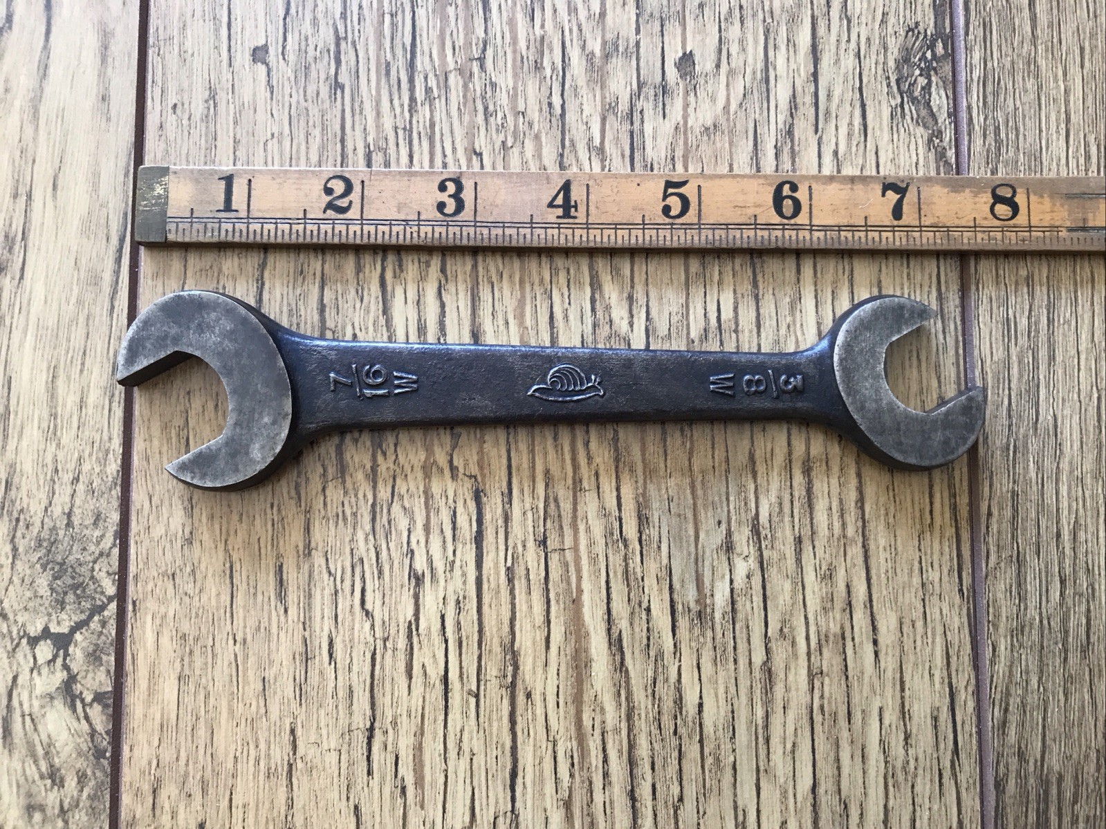 A Vintage Snail Brand 7/16” X 3/8” Whitworth Spanner Classic Car Tool.